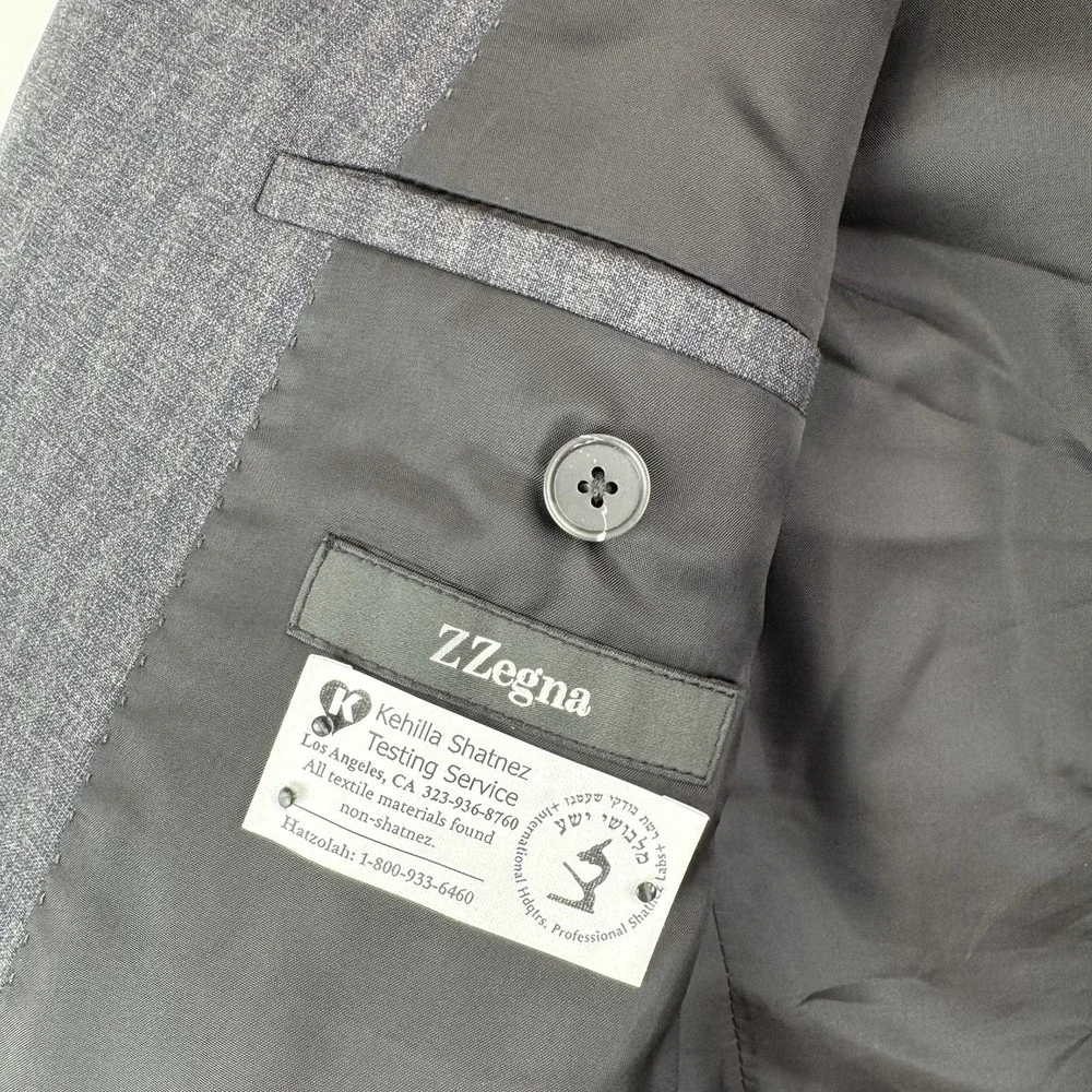 Z Zegna Sport Coat Mens 40R Gray Wool Shadow Stripe Blazer Made in Italy‎ Drop8